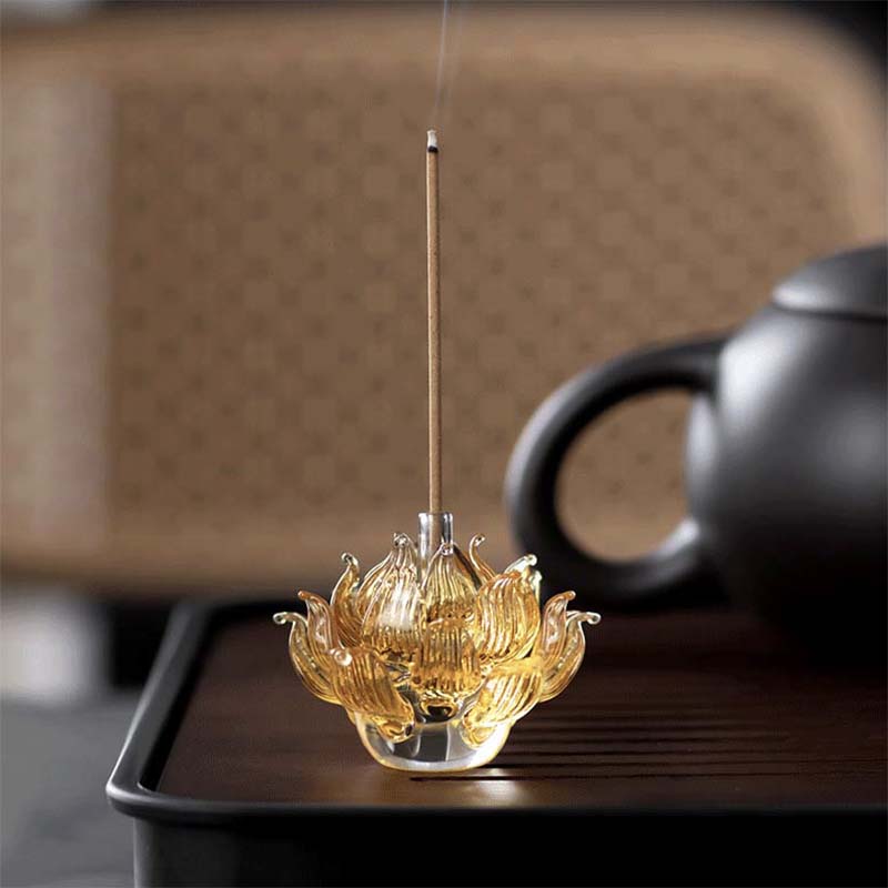 Glass Lotus Incense Holder