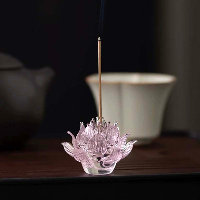 Glass Lotus Incense Holder