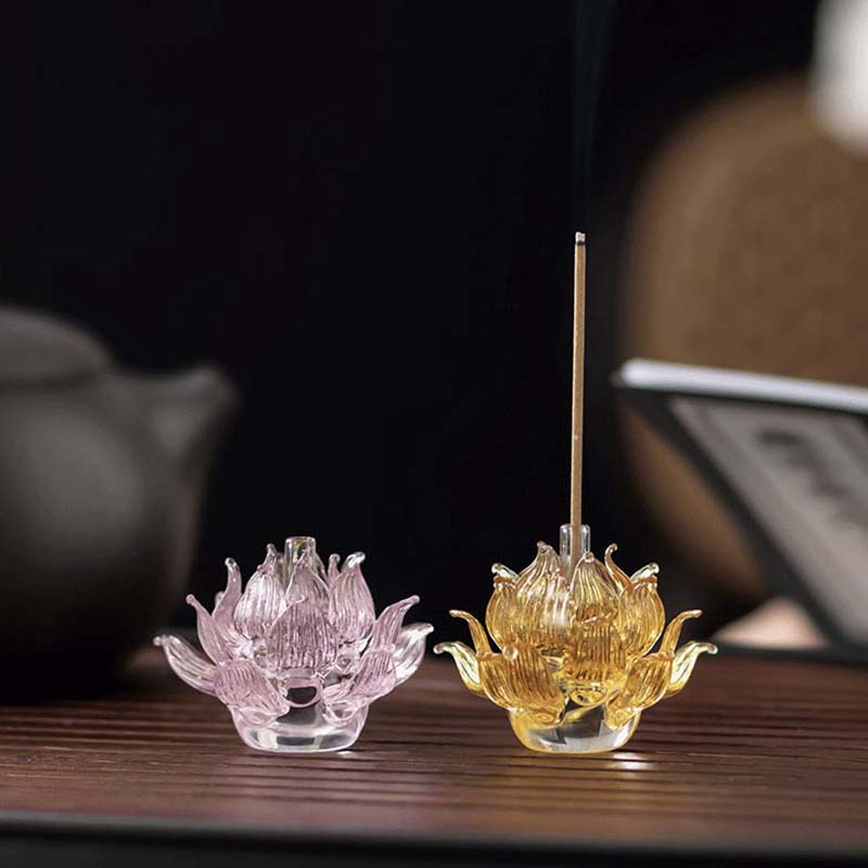 Glass Lotus Incense Holder