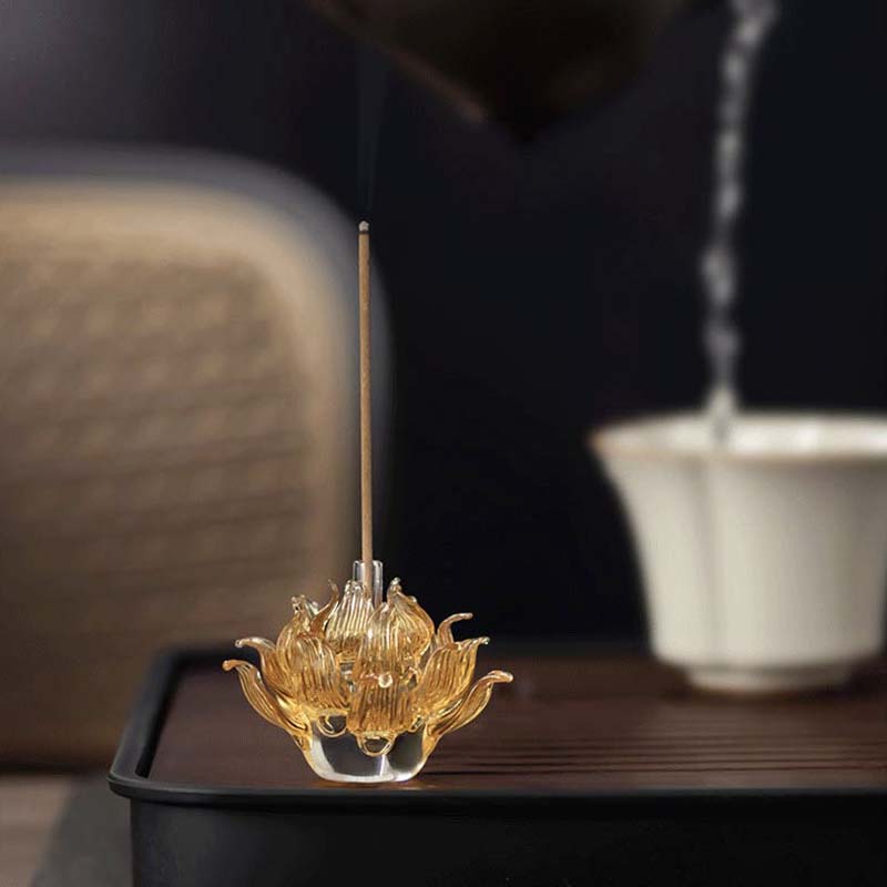 Glass Lotus Incense Holder