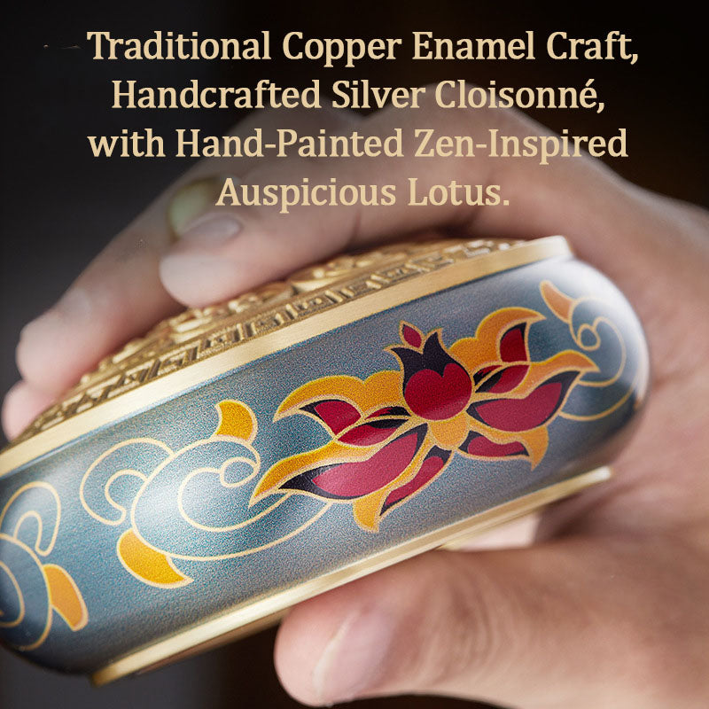 Hand-Painted Golden Lotus Brass Incense Burner