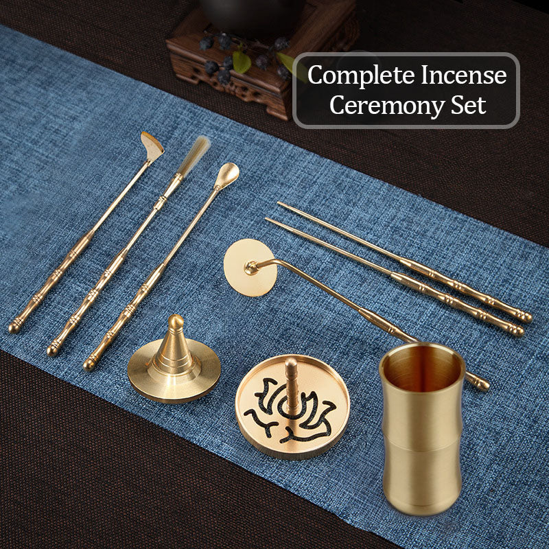Brass Incense Making Kit, DIY Chinese Incense Ceremony Set, Traditional Aromatherapy Tools