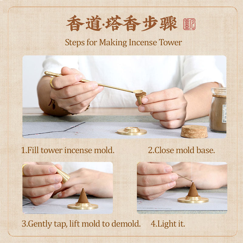Brass Incense Making Kit, DIY Chinese Incense Ceremony Set, Traditional Aromatherapy Tools