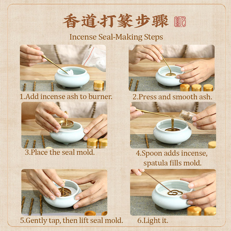 Brass Incense Making Kit, DIY Chinese Incense Ceremony Set, Traditional Aromatherapy Tools